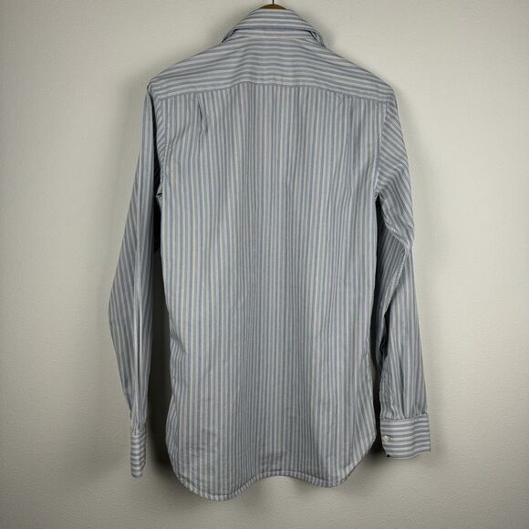Reiss Long Sleeve Button Up Shirt Light Blue Striped Size Small Dress Preppy - Picture 6 of 6